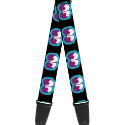 Guitar Strap - Dopey Eyes Black Baby Blue Purple