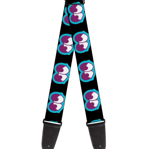 Guitar Strap - Dopey Eyes Black Baby Blue Purple