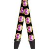 Guitar Strap - Dopey Eyes Black Yellow Purple