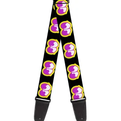 Guitar Strap - Dopey Eyes Black Yellow Purple