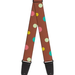 Guitar Strap - Dots Brown Multi Pastel