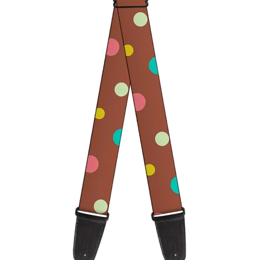 Guitar Strap - Dots Brown Multi Pastel
