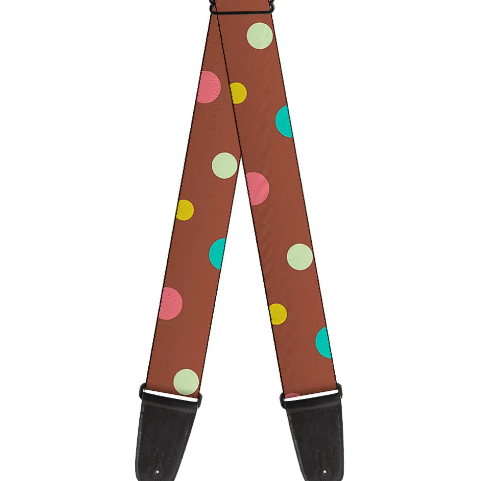 Guitar Strap - Dots Brown Multi Pastel