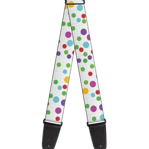 Guitar Strap - Dots Grid White Gray Multi Color