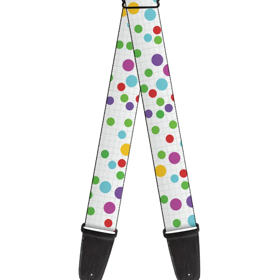 Guitar Strap - Dots Grid White Gray Multi Color