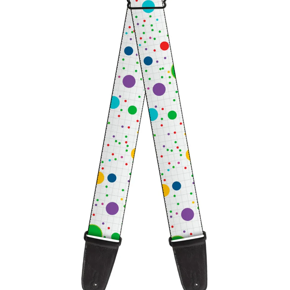Guitar Strap - Dots Grid2 White Gray Multi Color