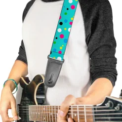 Guitar Strap - Dots Seafoam Green Multi Pastel
