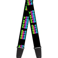 Guitar Strap - DROP BASS NOT BOMBS Black Rainbow