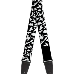 Guitar Strap - Eagle Silhouettes Scattered Black White