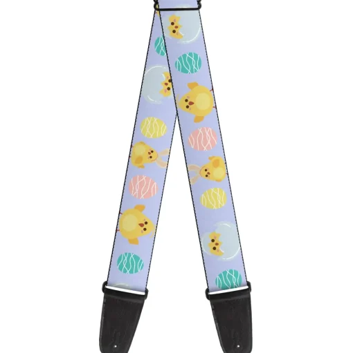 Guitar Strap - Easter Chicks and Eggs Lavender