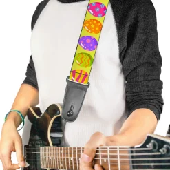 Guitar Strap - Easter Eggs Decorated Eggs Yellow/Multi Color