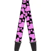 Guitar Strap - Eighties Hearts Black Fuchsia White