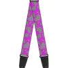 Guitar Strap - Eighties Hearts Fuchsia Black White