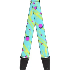 Guitar Strap - Eighties Party Blue Yellow Pink
