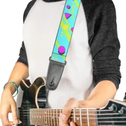 Guitar Strap - Eighties Party Blue Yellow Pink
