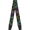 Guitar Strap - Electric Tinkerbell Poses Stripes Black Multi Neon