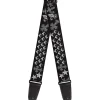 Guitar Strap - Elegant Crosses Stars Studs Black Grays