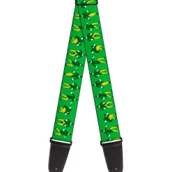 Guitar Strap - Elf Buddy the Elf Silhouette Poses Greens White Yellow