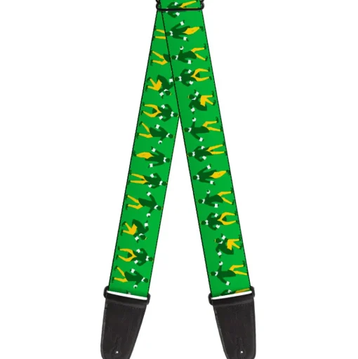 Guitar Strap - Elf Buddy the Elf Silhouette Poses Greens White Yellow