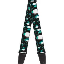 Guitar Strap - Emperor Penguins w Bubbles Black Gray Turqs