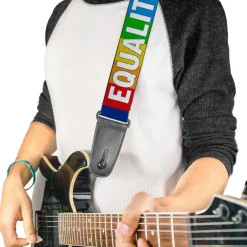 Guitar Strap - EQUALITY Blocks Rainbow Blue White