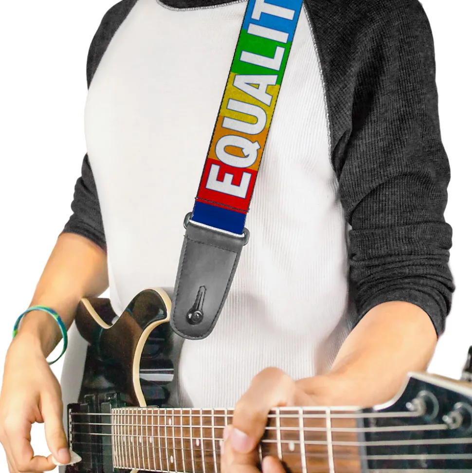 Guitar Strap - EQUALITY Blocks Rainbow Blue White