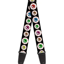 Guitar Strap - Eyeballs Black Multi Color