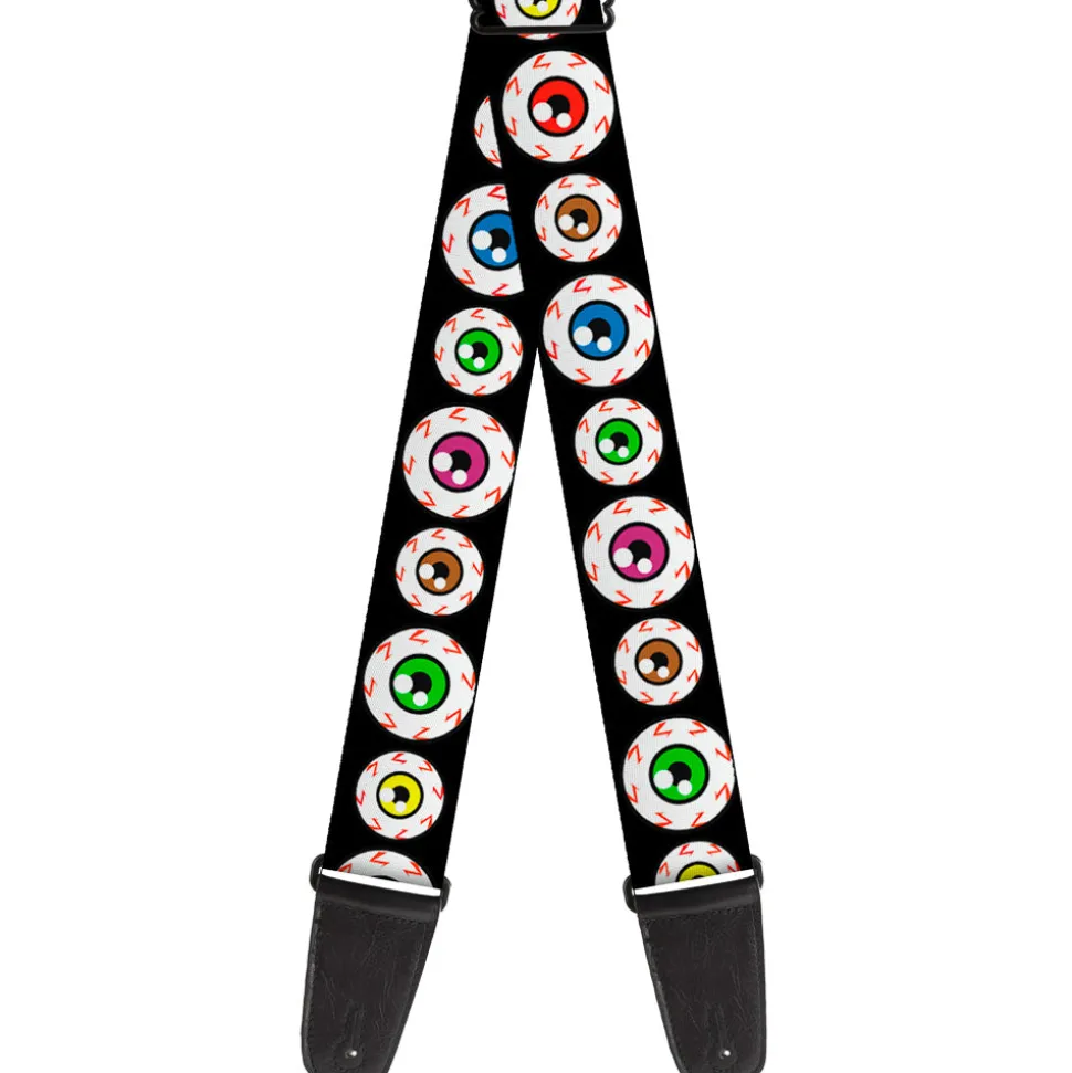 Guitar Strap - Eyeballs Black Multi Color