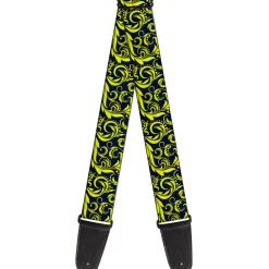 Guitar Strap - Filigree Navy Yellow