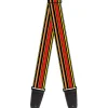 Guitar Strap - Fine Stripes Black Yellows Orange Red White