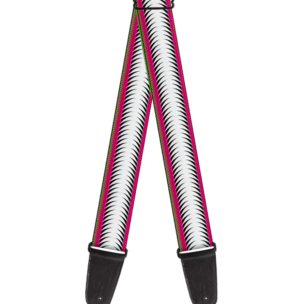 Guitar Strap - Fish Tail Fuchsia Black White