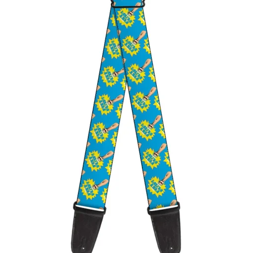 Guitar Strap - Fist Pump Baby Blue Yellow