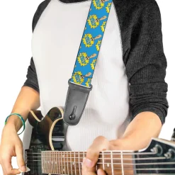 Guitar Strap - Fist Pump Baby Blue Yellow