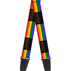 Guitar Strap - Flag American Pride Rainbow Black