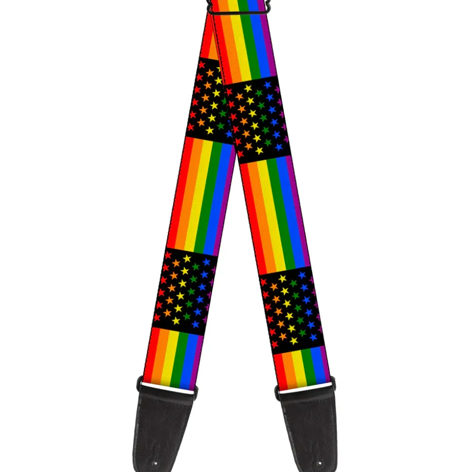 Guitar Strap - Flag American Pride Rainbow Black