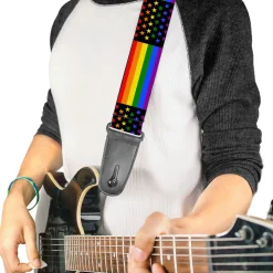 Guitar Strap - Flag American Pride Rainbow Black