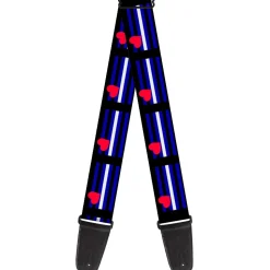 Guitar Strap - Flag Leather Black Blue Red White