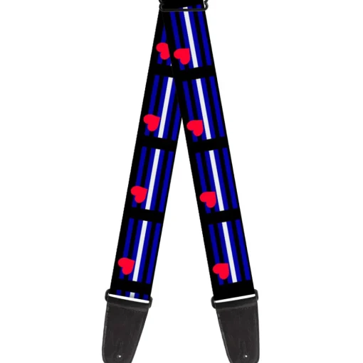 Guitar Strap - Flag Leather Black Blue Red White