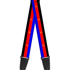 Guitar Strap - Flag Polyamorous Pi Symbol Blue Red Black Yellow