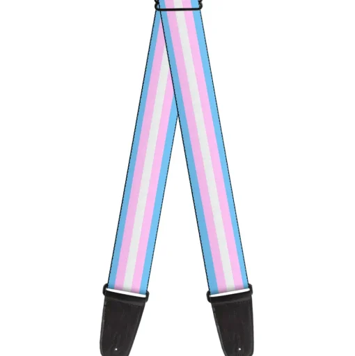 Guitar Strap - Flag Transgender Baby Blue Baby Pink White