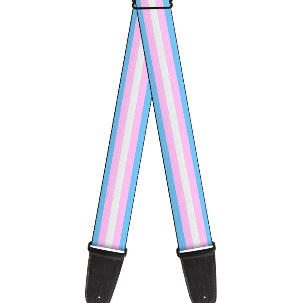 Guitar Strap - Flag Transgender Baby Blue Baby Pink White