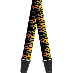 Guitar Strap - Flames Black Yellow Orange