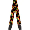Guitar Strap - Flaming Cherries Scattered Black