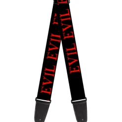 Guitar Strap - Flaming EVIL Black Red