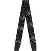 Guitar Strap - Fleur-de-Lis Outline w Filigree Black Gray
