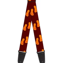 Guitar Strap - Flip Flops Burgundy Orange
