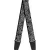 Guitar Strap - Floral Paisley2 Black White