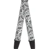 Guitar Strap - Floral Paisley3 White Black