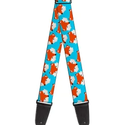 Guitar Strap - Fox Face Scattered Sky Blue