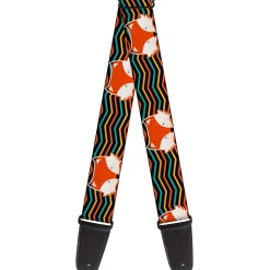 Guitar Strap - Fox Face Stripes Black Multi Color